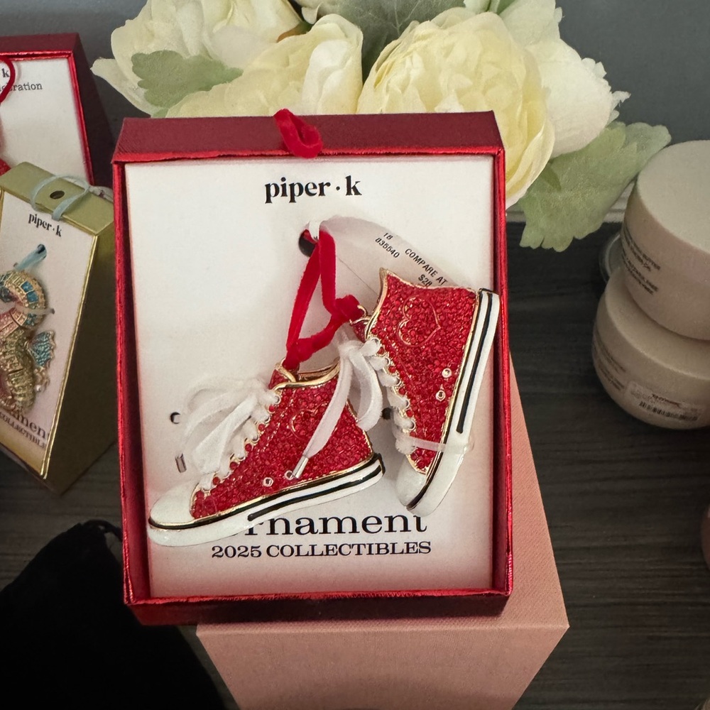 Piper K Red Sneaker rhinestone Ornament. NWT